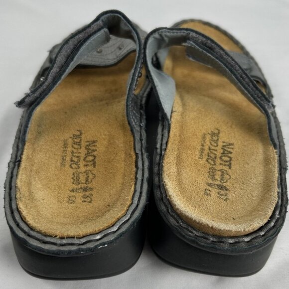 Naot Silver Leather Beaded Adjustable Straps Slides Sandals Sz 38 US 7 - Picture 4 of 5